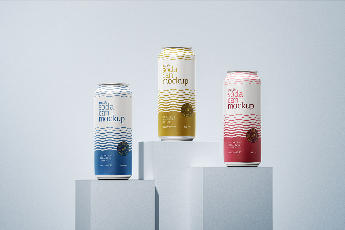 Soda Can Mockup Set, a Cups & Container Mockup by mockupatelier (Photo 7 of 8)