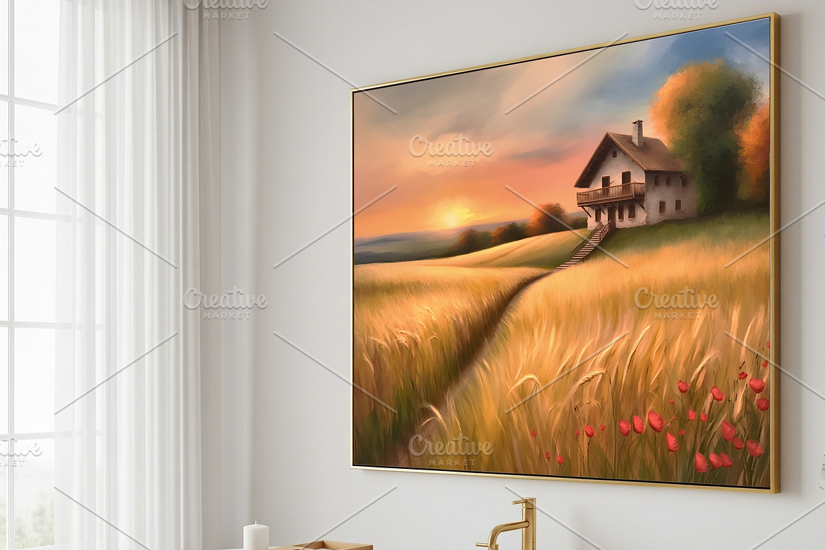 Golden Wheat Sunset Painting print, a Background Graphic by Floraphoria (Photo 6 of 11)