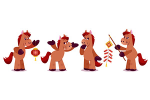 Red horse cartoon 2026 Chinese New, an Illustration by art PVP - market