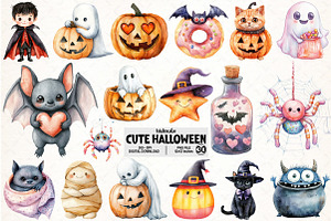 Cute Halloween Bundle Sublimation, an Illustration by Pixels.Craft