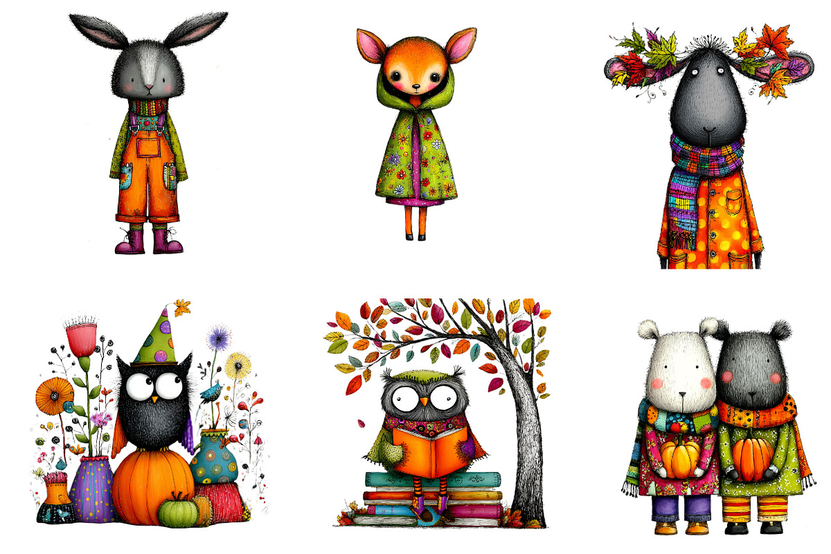 Autumn woodland animals clip art, an Illustration by CreationArt (Photo 3 of 5)