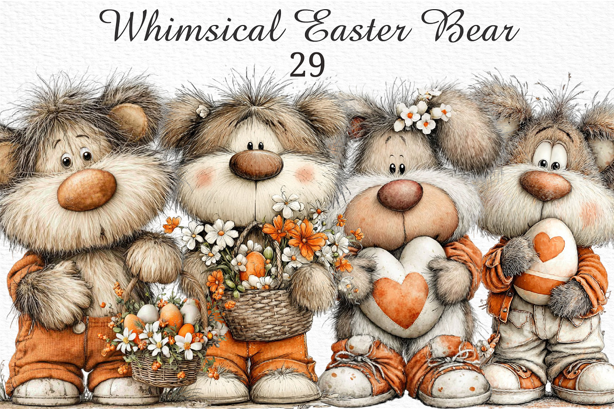 Whimsical Easter Bear Clipart, an Illustration by Craft Nest (Photo 1 of 9)
