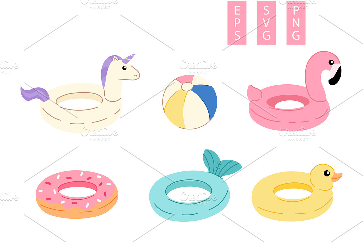 Cute Summer Pool Floats Clipart Set, a Seasonal Illustration by Milota (Photo 1 of 3)