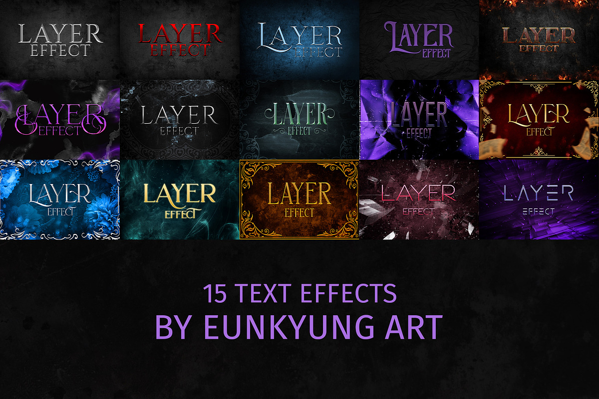 15 layers styles for photoshop, a Layer Style Add-On by Eunkyung Art (Photo 1 of 16)
