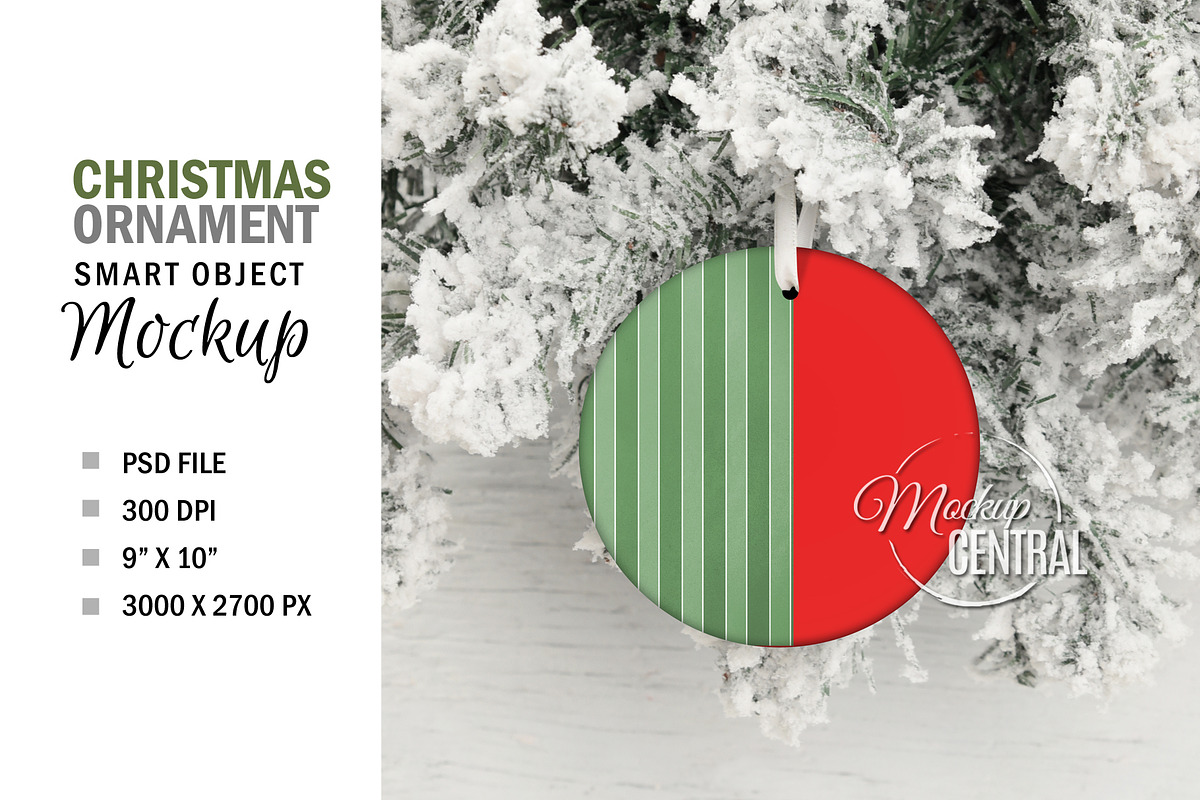 Round Christmas Tree Ornament Mockup, a Mockup by HaywireMedia & Mockups (Photo 2 of 3)