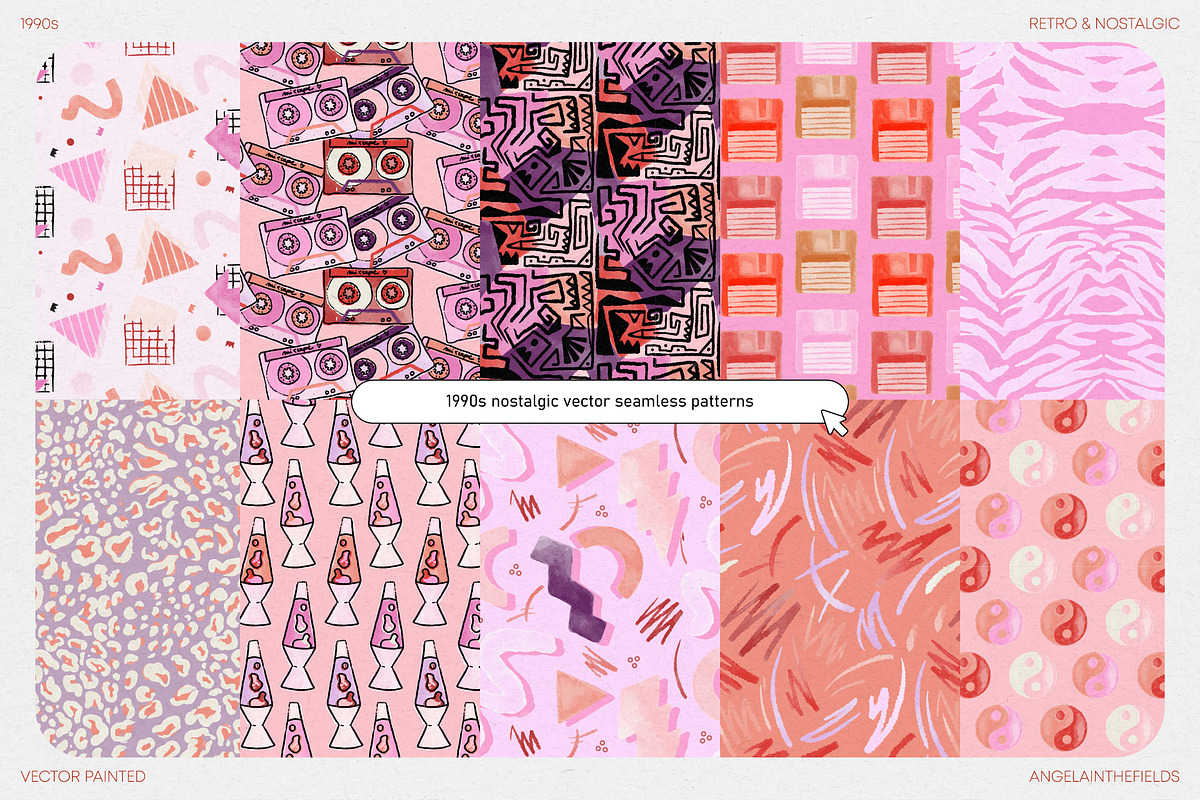 1990s Nostalgic Vector Patterns, a Pattern Graphic by angelainthefields (Photo 4 of 9)