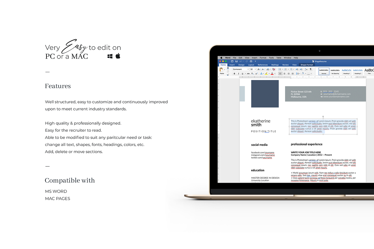 CV and Resume Design with Photo, a Resume Template by GraphicFlava (Photo 6 of 8)