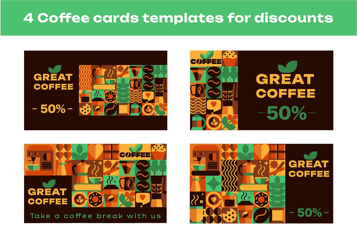Coffee Art. Geometry Mosaic Design, a Food Illustration by Lettering_Logo (Photo 4 of 9)