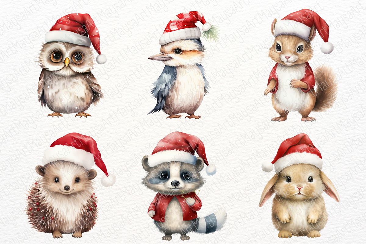 Woodland Christmas Watercolor PNG, a Seasonal Illustration by Maysa Art (Photo 3 of 6)