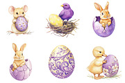 Watercolor Easter Eggs and Animals, an Illustration by SinaCreation (Thumbnail 5 of 5)