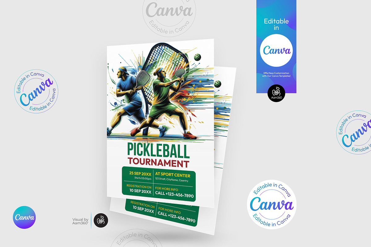 Canva Editable Pickleball Flyer, a Flyer Template by Aam360 (Photo 3 of 3)