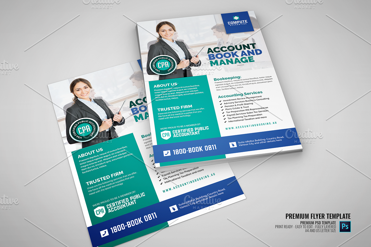 Accounting and Bookkeeping Services, a Flyer Template by PSDPixel