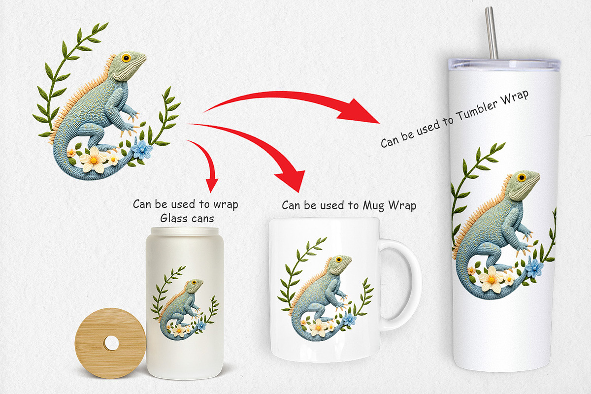 Iguana Embroidery Clipart, a Graphic by Artnoy (Photo 4 of 5)