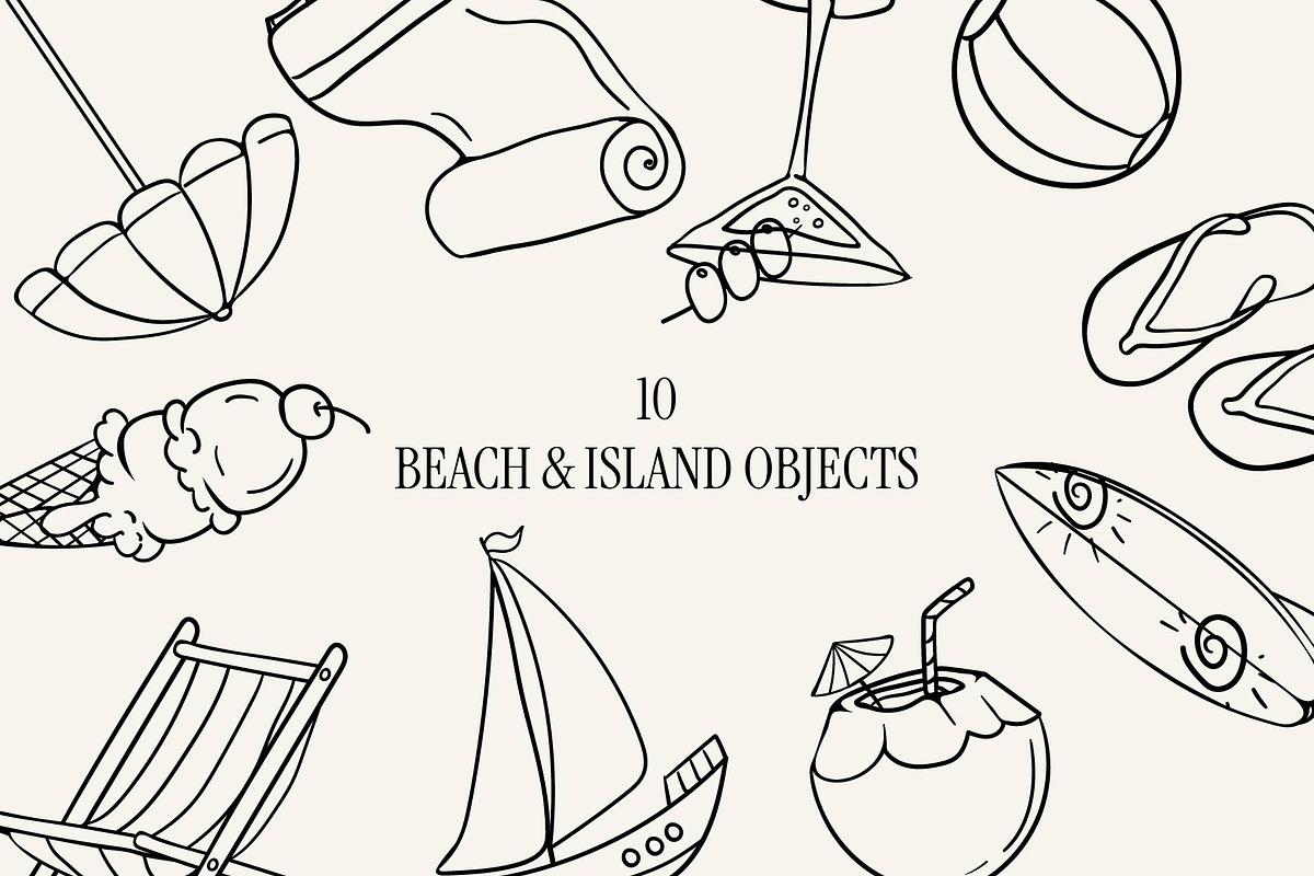 Tropical Doodle - Hand-Drawn Set, a Seasonal Illustration by Invisual Studio (Photo 5 of 13)