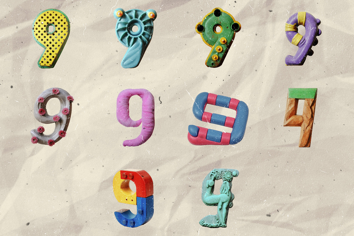 100 Stylized Numbers for Collage Art, an Object Graphic by Megan Aili Designs (Photo 10 of 12)