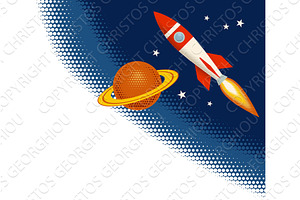 Retro Vintage Rocket Space Ship, an Illustration by Christos Georghiou