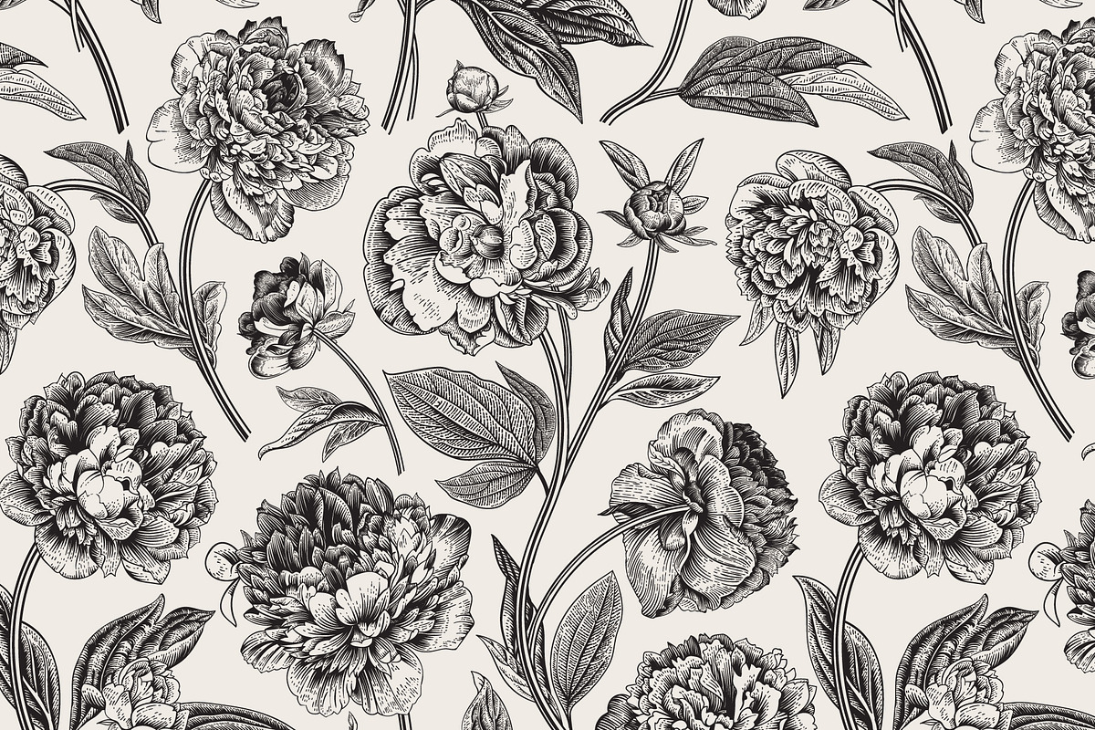 Peonies. Vintage illustrations, an Illustration by olga.korneeva (Photo 8 of 9)