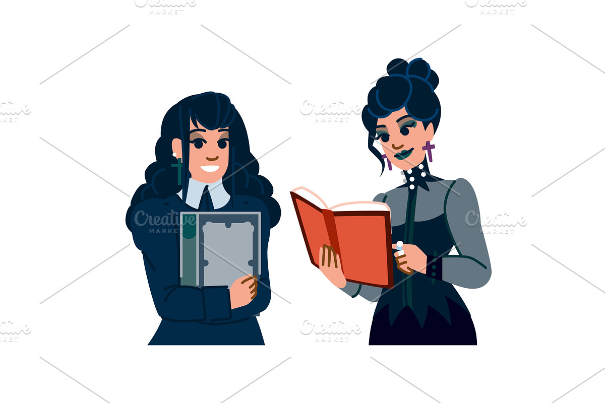 mystery reading gothic novel vector, a Person Illustration by pikepicture