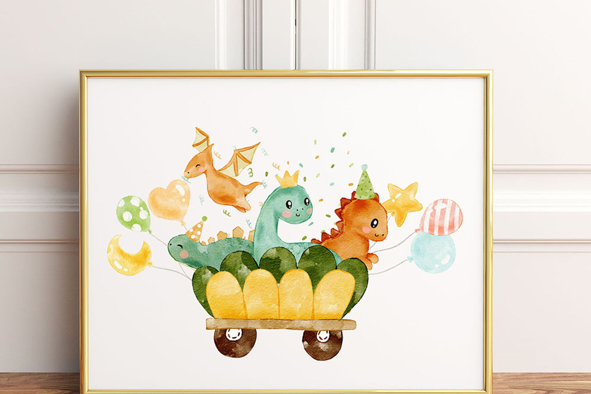 Baby dinosaur watercolour clipart, an Animal Illustration by heyiamalice (Photo 12 of 13)