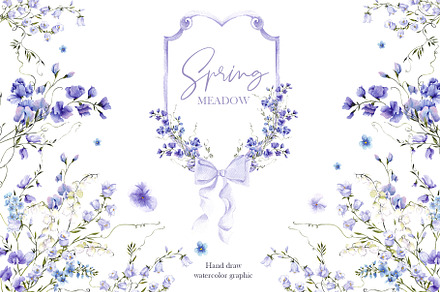 Spring meadow. Watercolor clipart, an Object Graphic by ma_i_vi