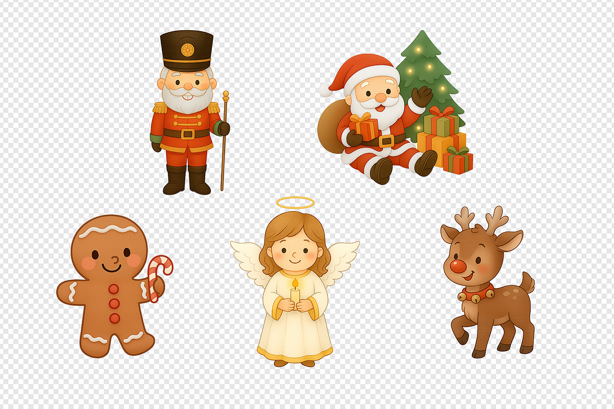 Christmas Characters PNG Set., a Decorative Illustration by kaisorn (Photo 6 of 6)