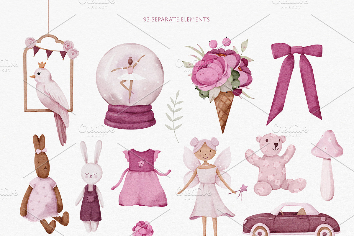 The pink world of baby girl set, an Illustration by nathalieclaire (Photo 5 of 16)