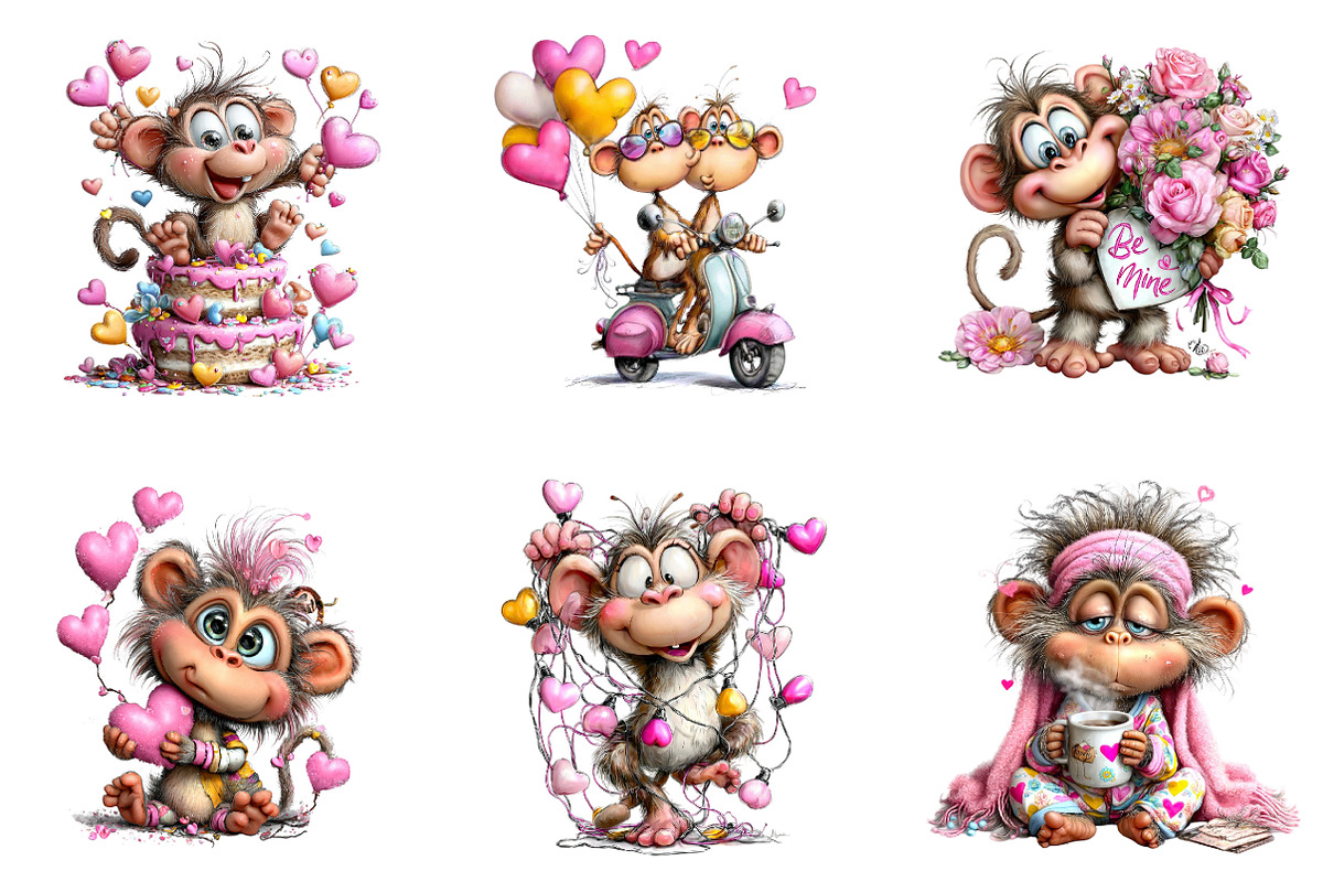 Valentines Day Monkey Sublimation, an Illustration by CreationArt (Photo 4 of 6)
