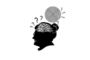 Alzheimer's disease. Smart old woman, a Person Illustration by Nenahliadava Design