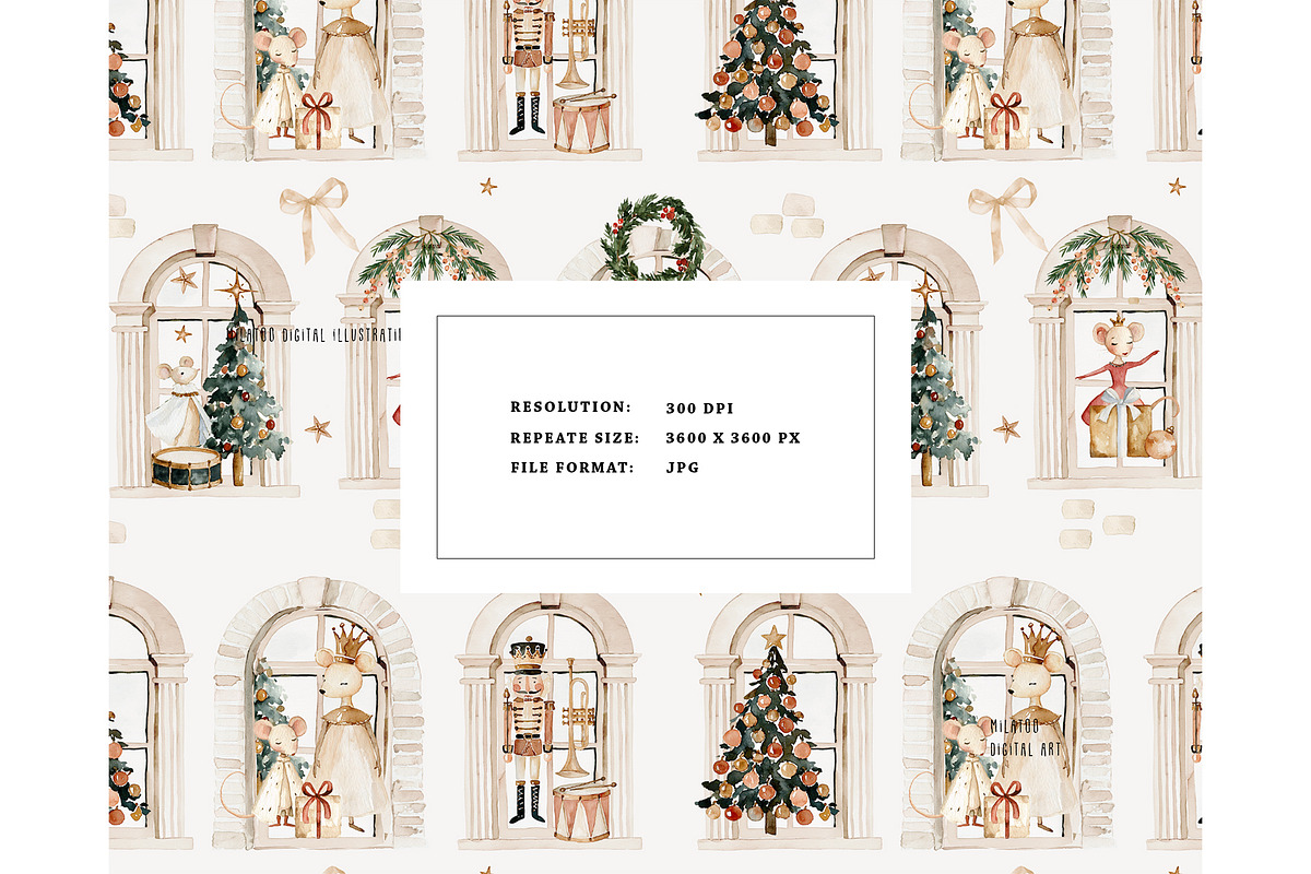 Royal Mouse Christmas Palace pattern, a Pattern Graphic by Milatoo (Photo 3 of 3)