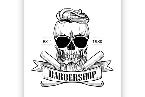 Barbershop Logo, Angry Sticker