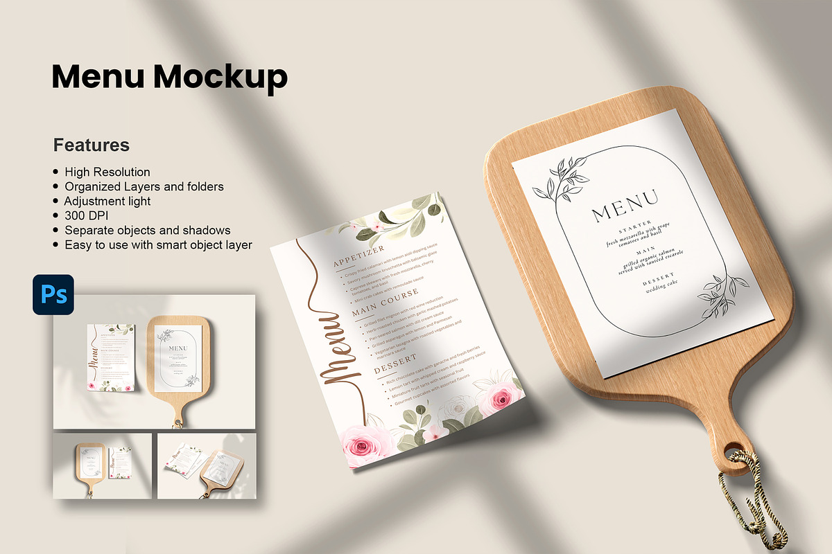 Menu Mockup, a Packaging Mockup by Getdesign (Photo 1 of 7)