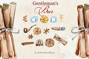 Gentleman's Bar Watercolor Clipart, a Food Illustration by ArtCreationsDesign (Thumbnail 7 of 12)