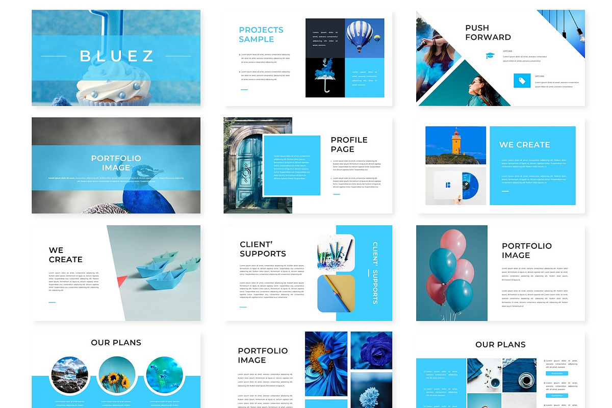 Bluez - Google Slides Template, a Presentation Template by AQR Studio
