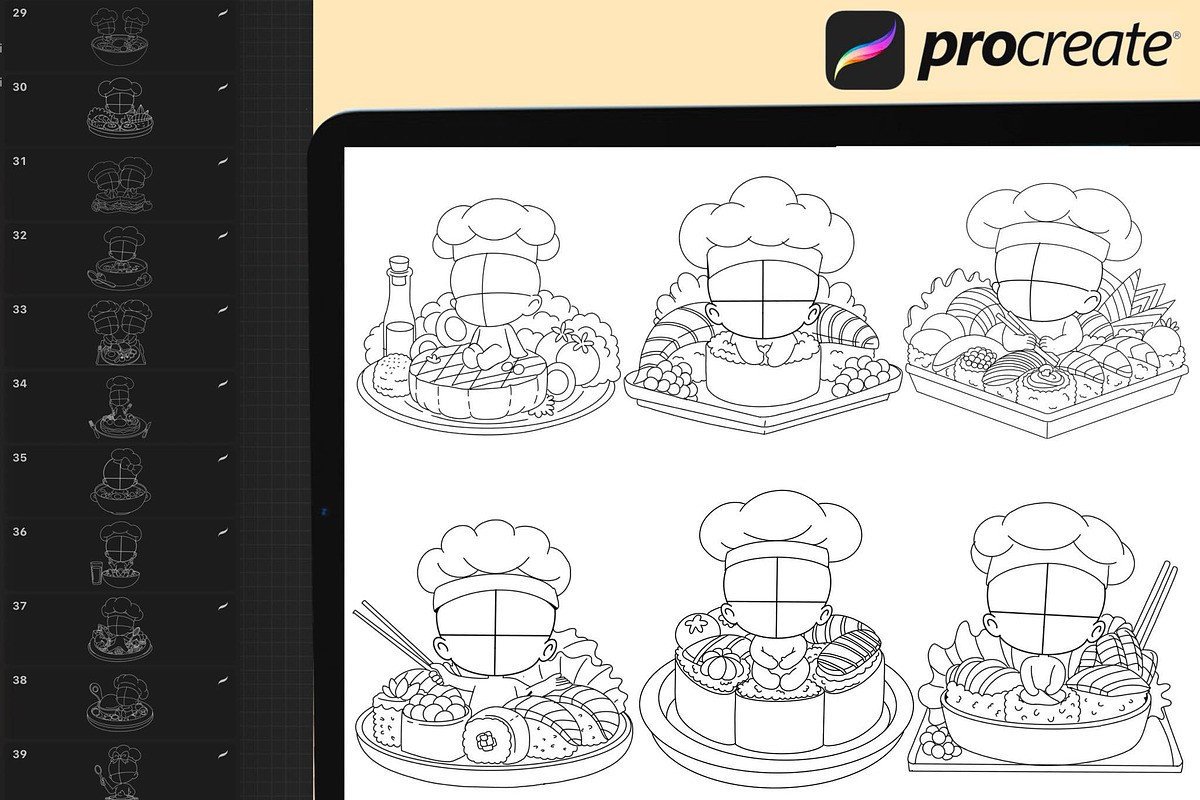 Procreate Chibi Cooking Poses Stamps preview 4