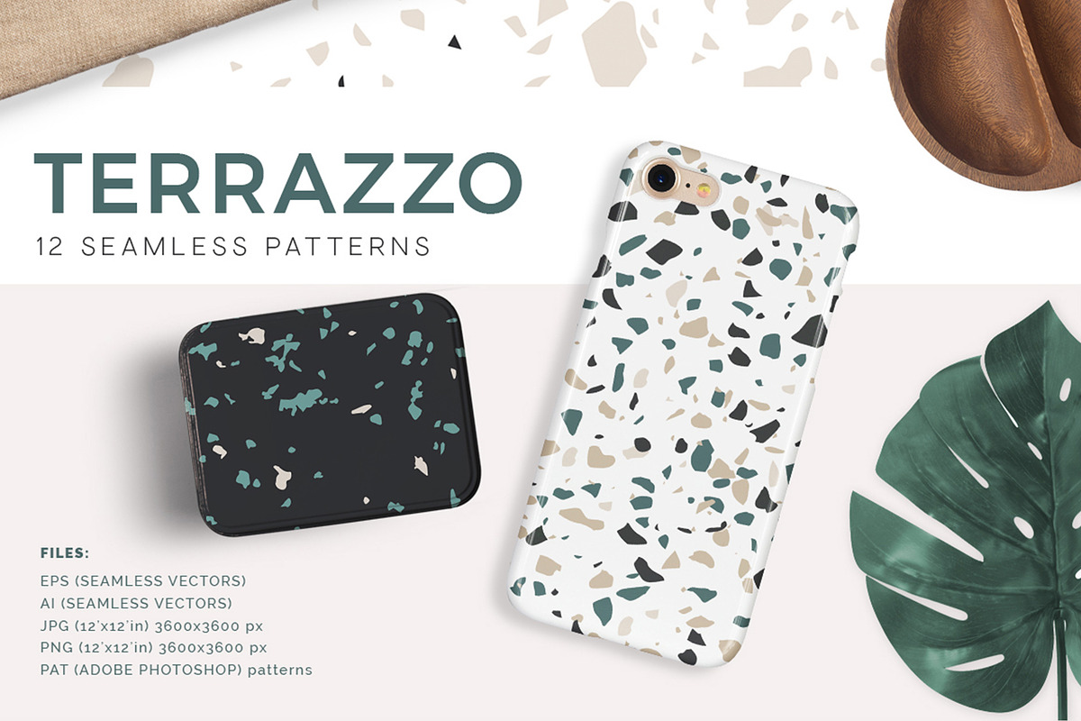 Terrazzo Seamless Vector Patterns, a Pattern Graphic by Youandigraphics (Photo 1 of 8)