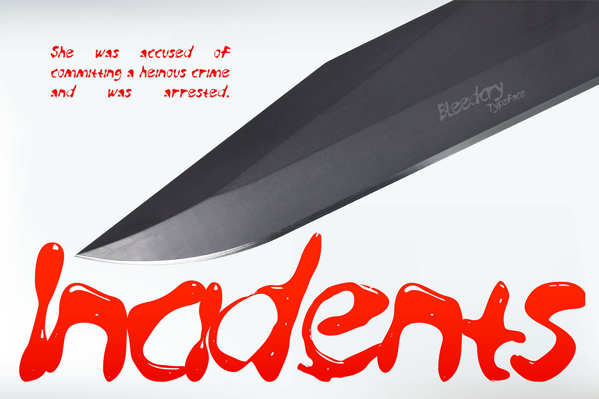 Bleedcry Typeface - Realistic Blood, a Handwritten Font by Drizy (Photo 3 of 9)