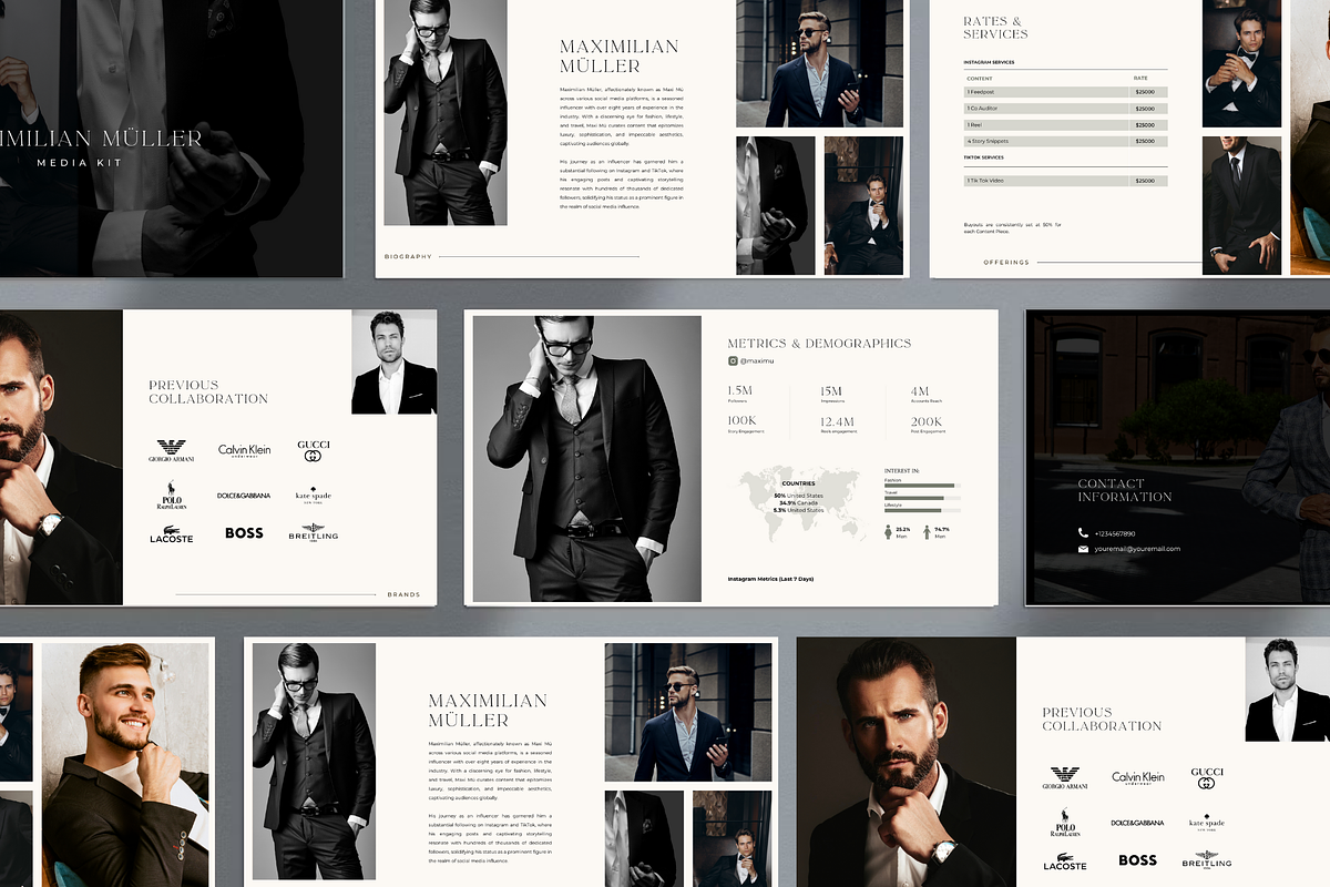 Men Sleek Media Kit for Canva, a Presentation Template by Bonita Digital Design (Photo 2 of 5)