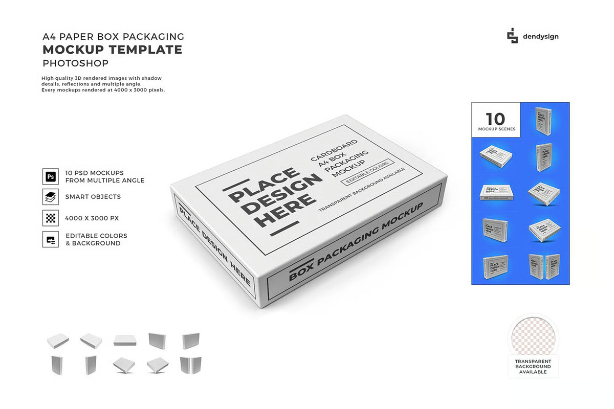 A4 Paper Box Packaging Mockup, a Packaging Mockup by DesignRushMarket (Photo 1 of 11)