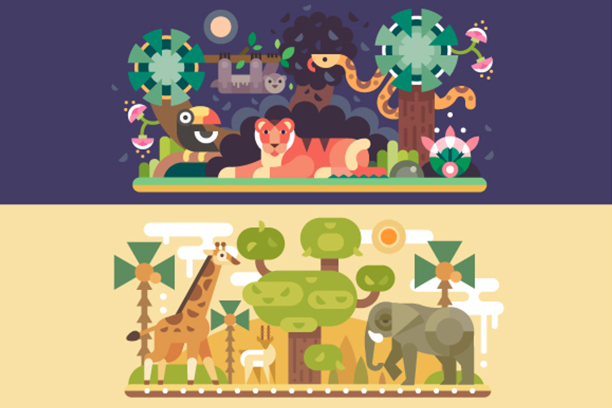 Desert and Jungle African Animals., an Animal Illustration by TastyVector