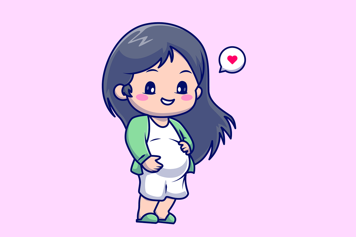Cute Pregnant Mother Cartoon, a Person Illustration by Catalyst Labs