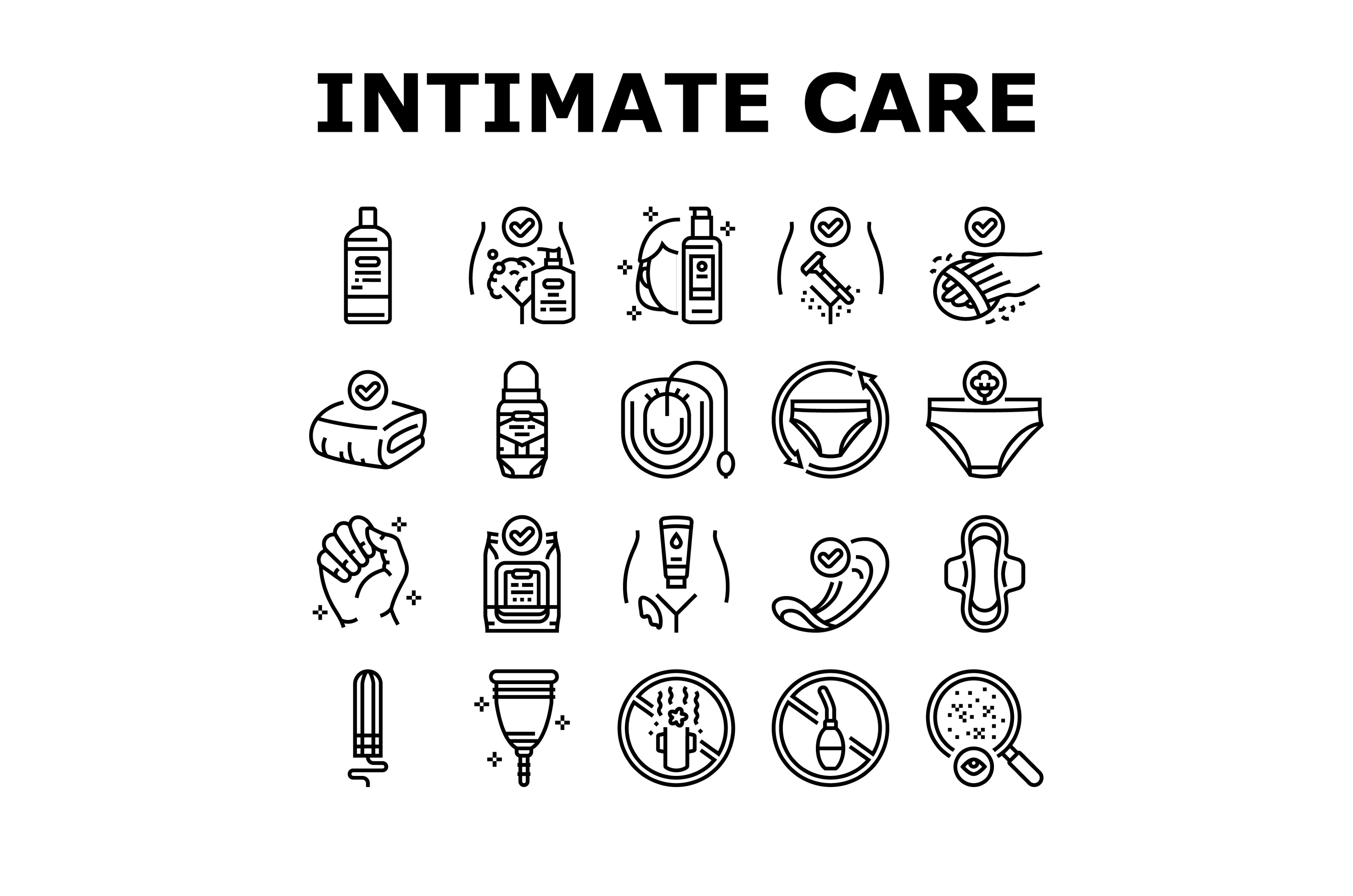 female intimate care hygiene icons, an Object Illustration by pikepicture