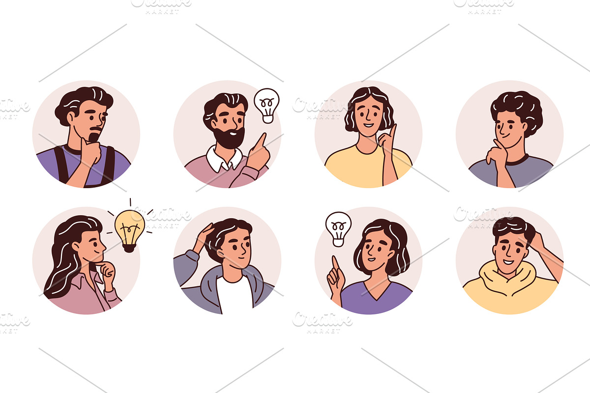 People avatars. Thoughtful business, a Person Illustration by YummyBuum
