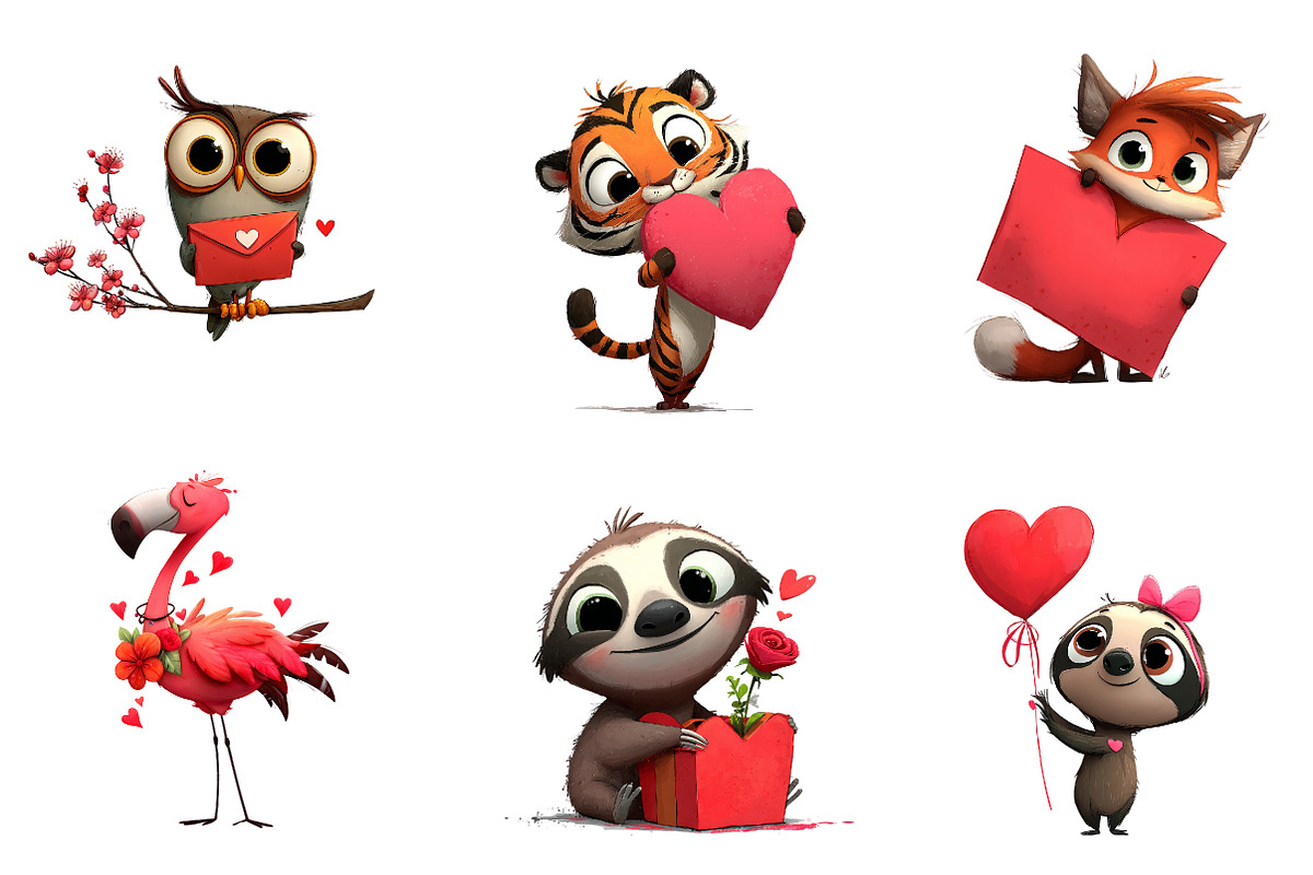 valentines animals clipart, an Illustration by CreationArt (Photo 6 of 7)