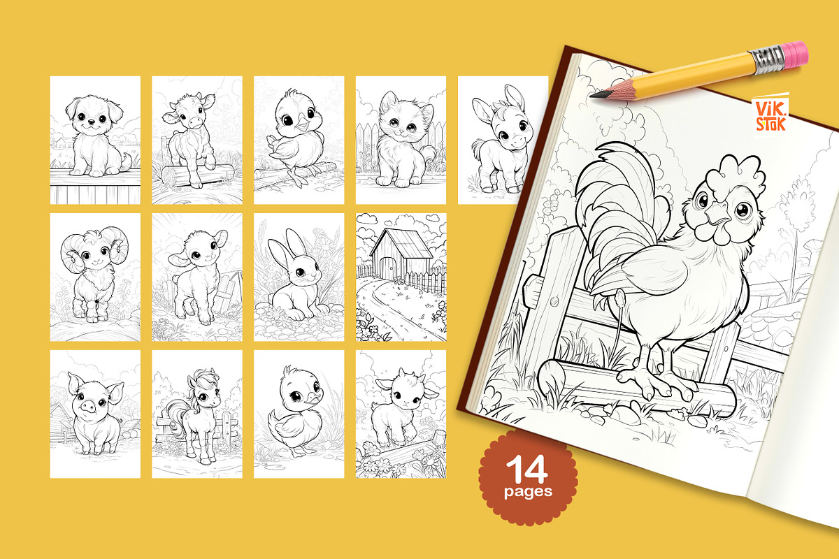 Animal Coloring Pages for Kids, an Animal Illustration by vik.stock (Photo 8 of 17)