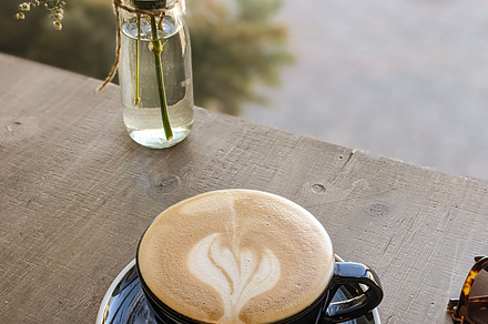 Cafe Latte with Flowers Coffee Shop, a Food & Drink Photo by Jessie