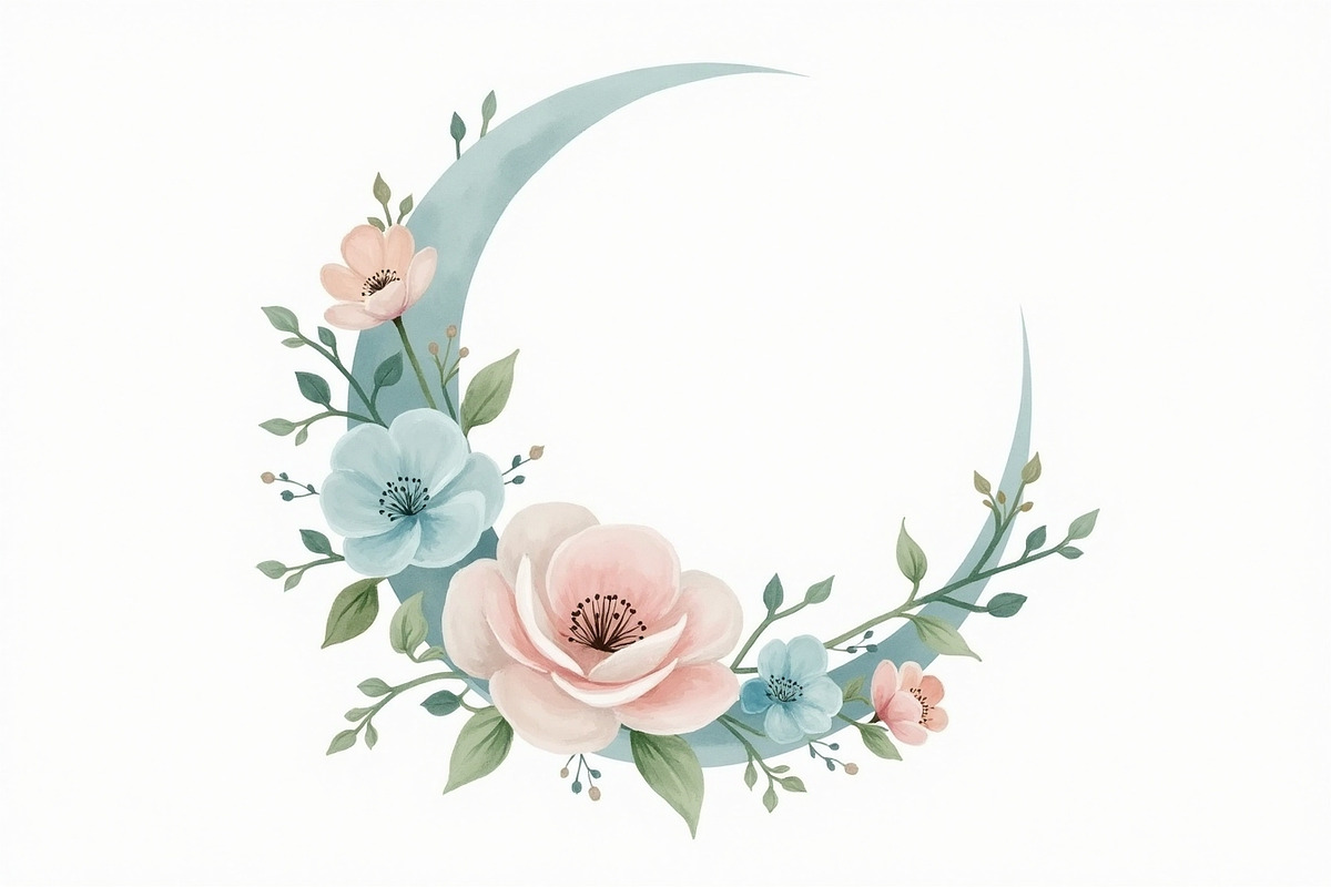 Floral Crescent Moon Watercolor Clip, a Graphic by Gaye Art (Photo 4 of 17)