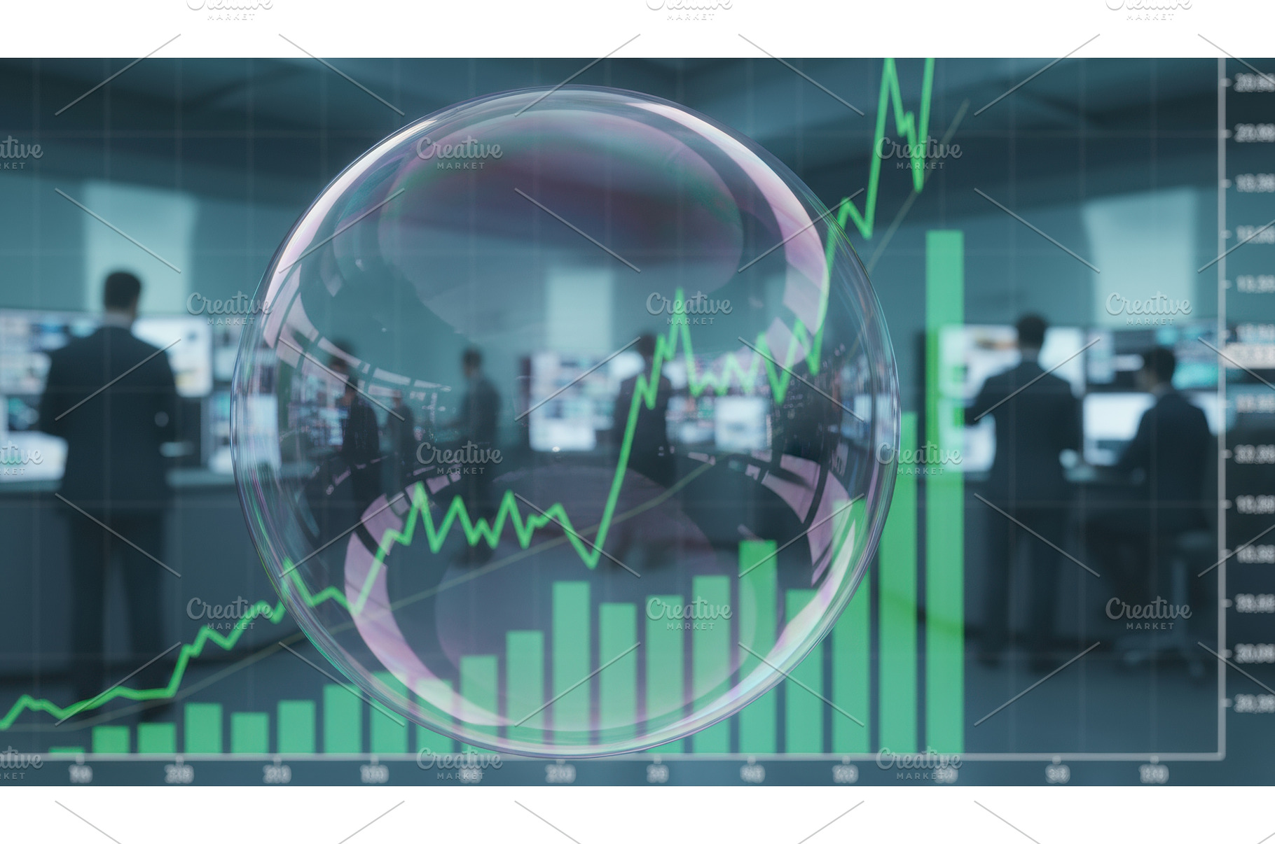 A financial bubble forms over rising, a Business Photo by Igor Tichonow