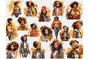 Watercolor Autumn Black Girl Clipart, a Person Illustration by GlamArtZhanna (Thumbnail 5 of 5)