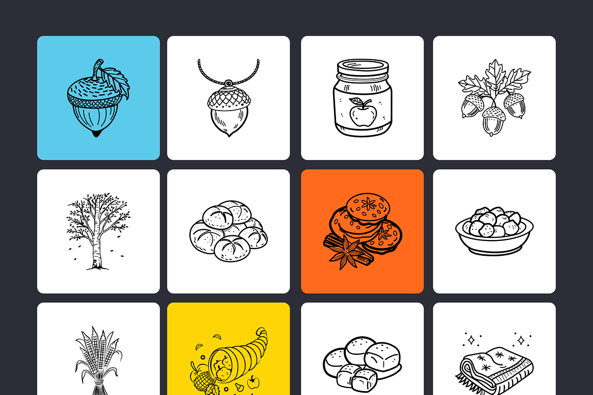 Cute Thanksgiving Doodles Set, an Outline Icon by Brickclay (Photo 7 of 9)