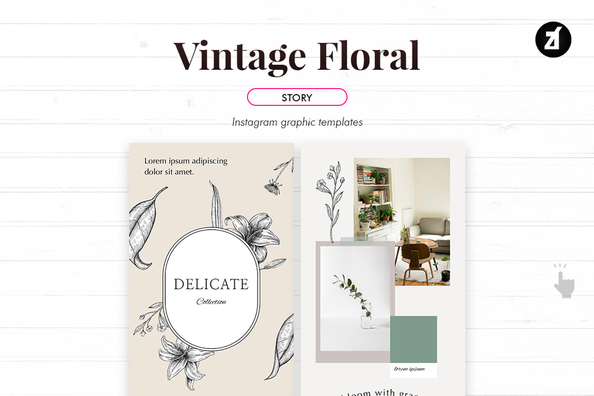 Vintage floral social media template, a Social Media Template by Chanut is industries (Photo 5 of 11)